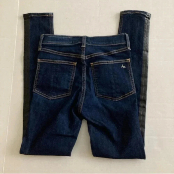 Rag & Bone High-Rise Mad River Tux Glossy Side-Stripe Ankle Skinny Jeans 24 - Picture 11 of 12
